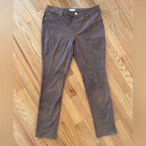 Chicos 00 (2XS) Womens Tan Brown Faux Suede Leather Skinny Pants ($99)